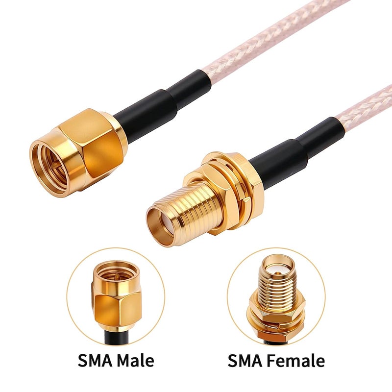 exgoofit SMA Male to SMA Female Bulkhead Mount Cable, 12 inch RG316 Antenna Extension, 4-Pack, Compatible with 4G LTE Router, Cellular SDR USB Dongle Receiver - Image 2